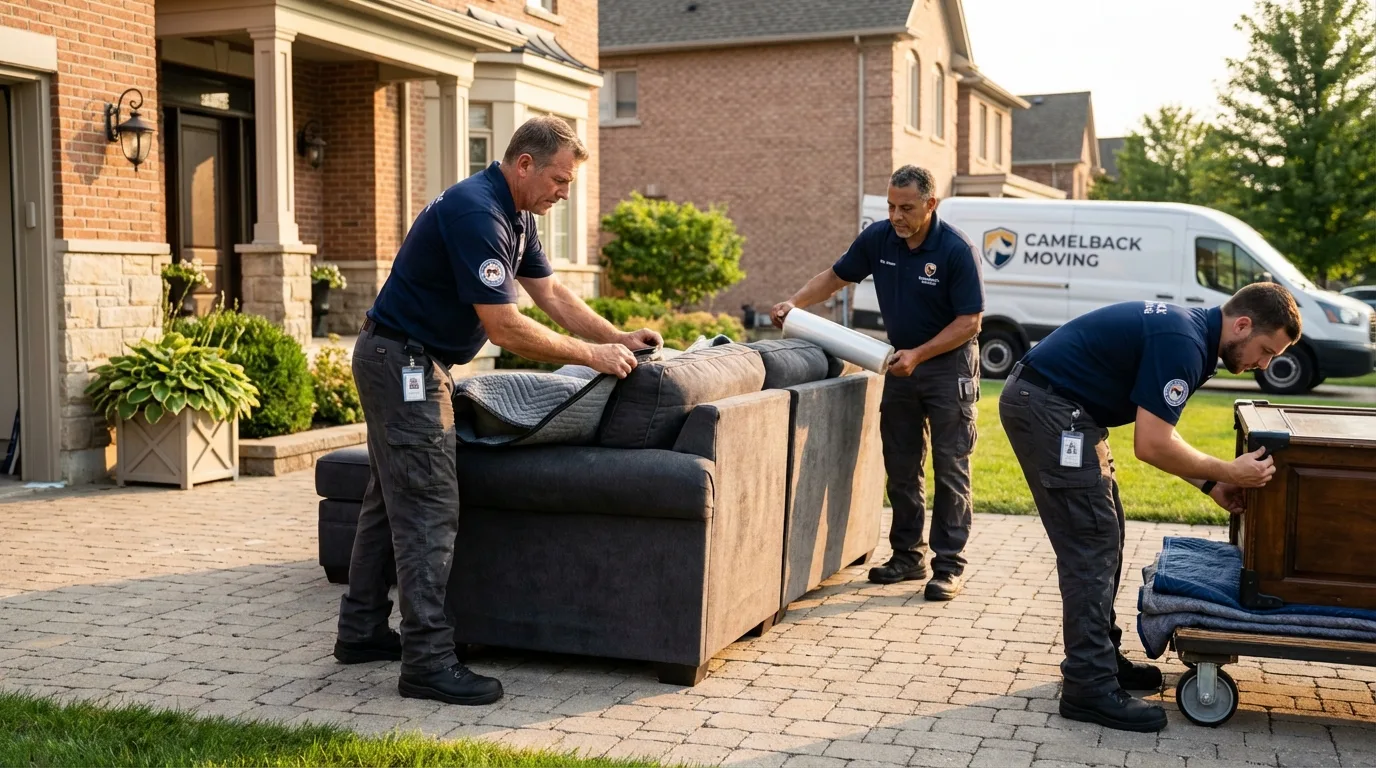 Large estate moving crew wrapping furniture in Mondovi, WI